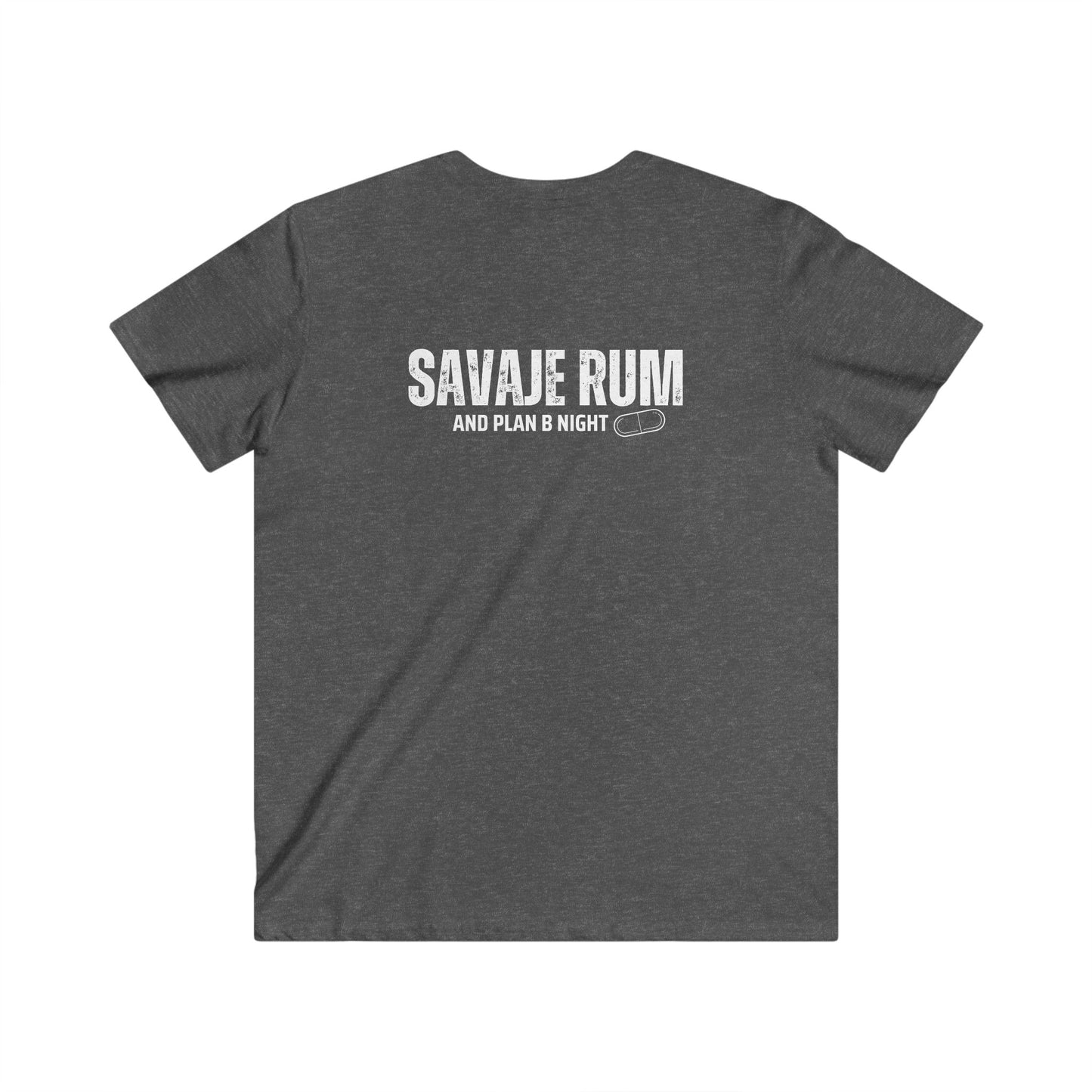 Savaje and Plan B (Front & Back )  - Men's Fitted V-Neck Short Sleeve Tee