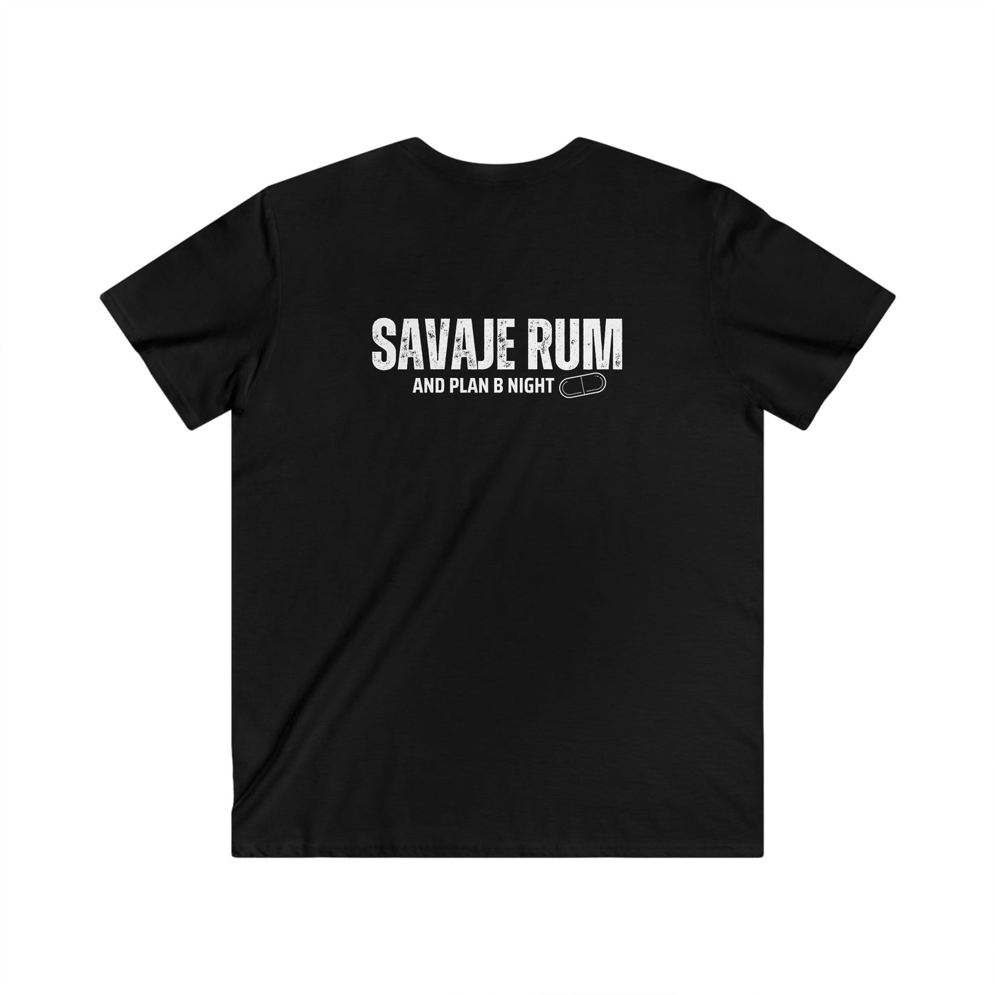 Savaje and Plan B (Front & Back )  - Men's Fitted V-Neck Short Sleeve Tee